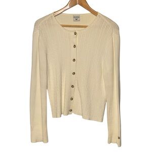 COLUMBIA Women's Ribbed Knit Cardigan Ivory MEDIUM